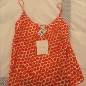 Diane von Furstenberg Orange Floral Women's Top Size M